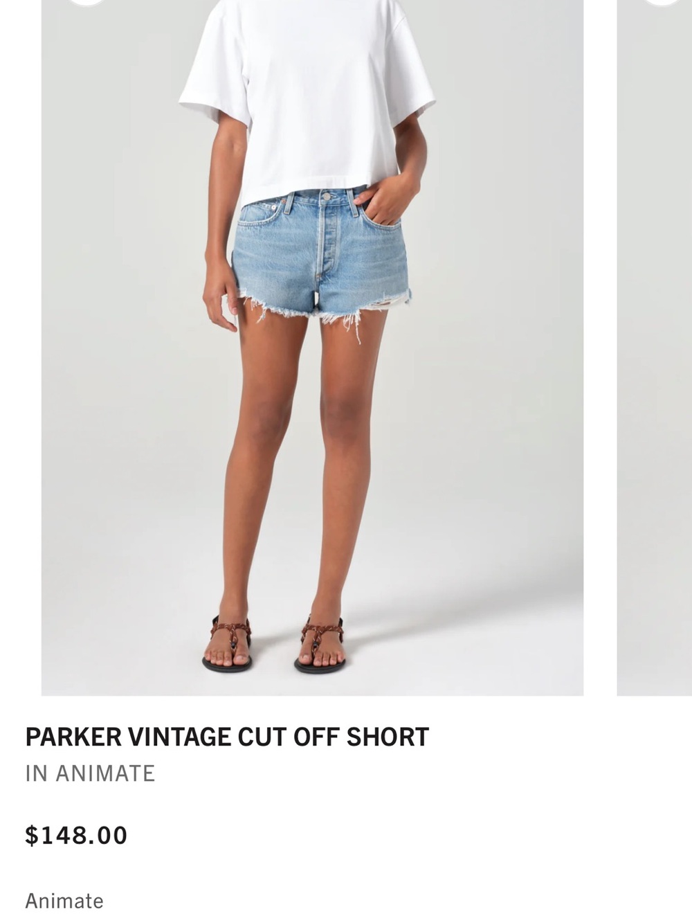 Agolde Parker Vintage Cut-Off Jean Shorts — Light Blue